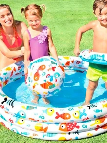 Piscina Infantil Inflável 180 Litros Colorida 3 Anéis - Multicolorido - Visão 9