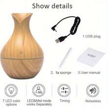 7-Color LED Electric Humidifier For Bedroom, Office, And Desktop - Adjustable Timer And Moisture Control - Khaki - View 1