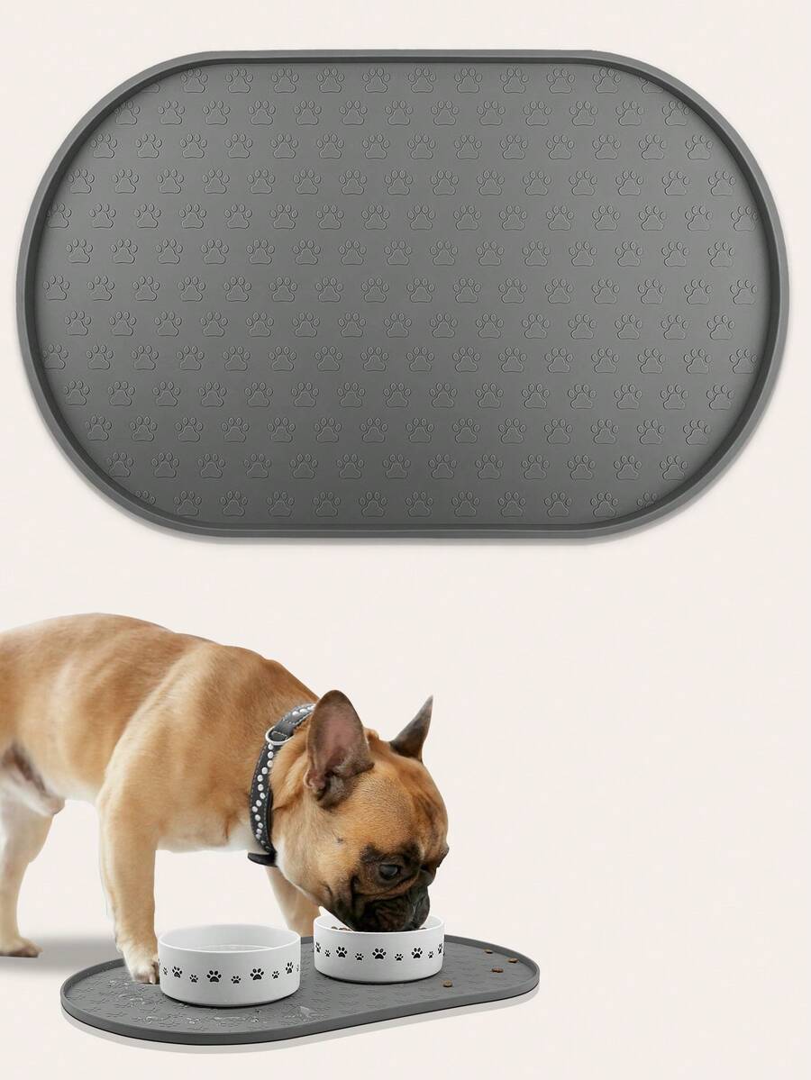 貓咪餐墊寵物餵食墊矽膠狗碗墊多貓爪設計 - 灰色 - 查看 1