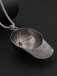 1入不易褪色的不銹鋼嘻哈棒球帽吊墜項鍊，有紅色、綠色和銀色可選