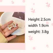 1pair Double Exquisite Butterfly Design With White Synthetic Gems Decor Stud Earrings Elegant  Jewelry Female Gift - One Size - View 6