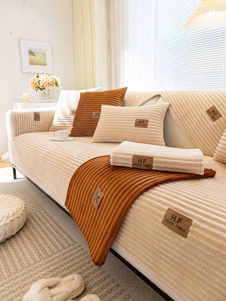 1 Miếng Màu thuần Sang trọng Bọc ghế sofa , Không trượt Sofa Chỗ ngồi & Chỗ dựa lưng & Bọc tay vịn , Tất cả các mùa - Cà phê nâu - Xem 1