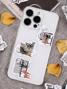 1 Box 46pcs Butterfly Theme Decorative Stickers, Self-Adhesive For Scrapbook, Journal, Envelope Seals - Black and White - View 6