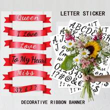 3pcs/Set Black Diy Name Stickers With Handwritten Floral Alphabet Letters, Numbers And Symbols - Black - View 1