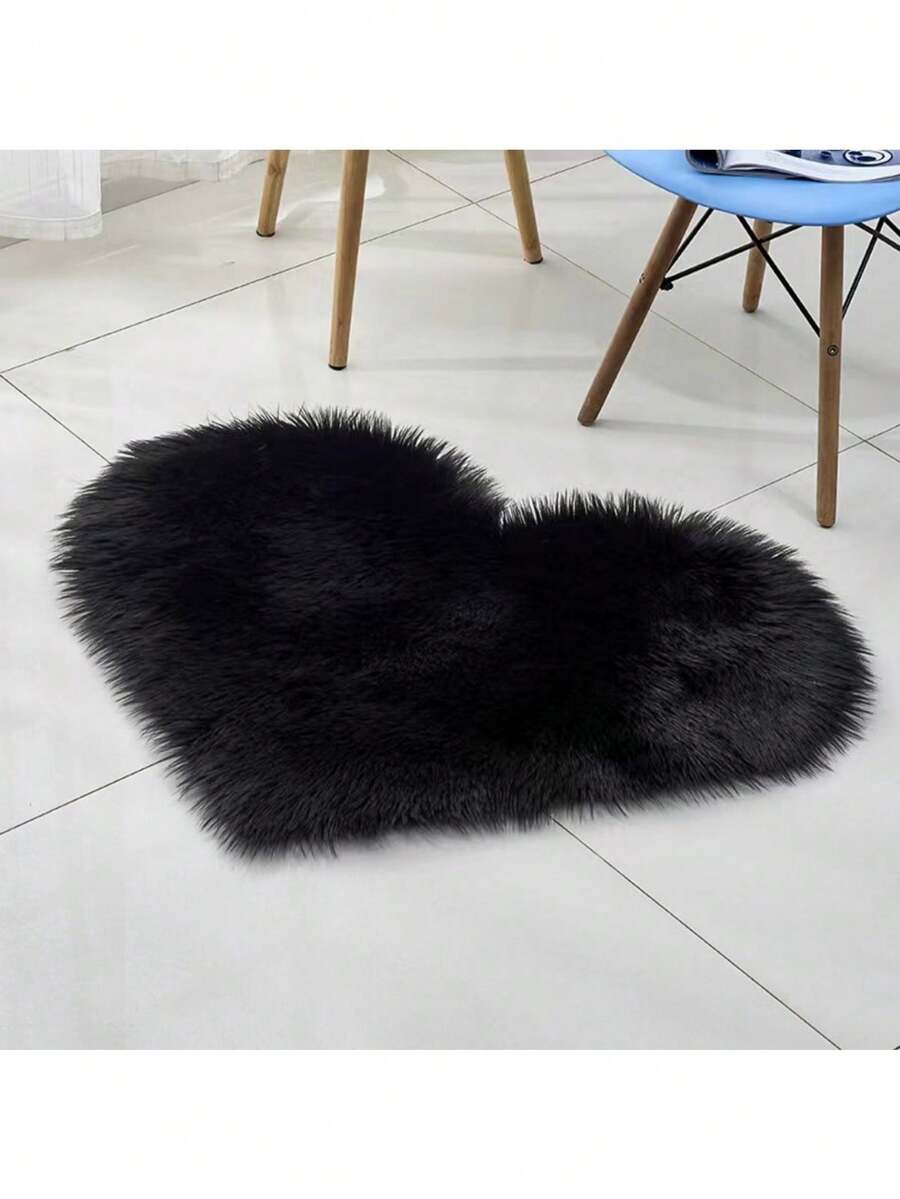 1入心形地毯,適用於客廳和臥室,家居裝飾情人節裝飾,19.6英寸*23.6英寸/50厘米*60厘米 - 黑色 - 查看 1