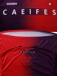 女士漸變字母印花排汗透氣速乾長袖運動衫，適用於越野山地自行車和摩托車 - 酒紅色 - 查看 7