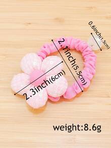 1入組女孩可愛糖果色系春季系列花朵和蝴蝶結頭飾，配有亮片蝴蝶結，彈性和珠狀頭飾，適合日常使用 - 西瓜粉 - 查看 3