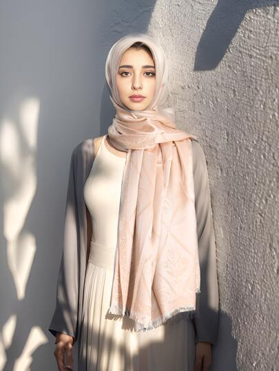 1 Pezzo Scialle Poncho Donna Oversize Con Stampa Floreale E A Righe, Colore Morandi E Frange, Adatto Per Abbigliamento Quotidiano