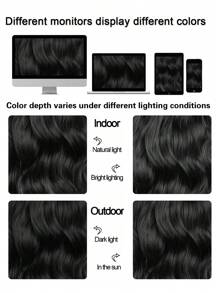 nimoki 隱形鋼絲接髮可調式長波浪接髮合成升級 4 個安全夾假髮（黑色） - 黑色 - 查看 5