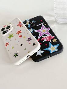 3pcs/Set Black, White, Pink Soft Silicone Phone Case With Different Star Patterns, Full Body Protective Cover With Camera Lens, Compatible With IPhone - Multicolor - View 4