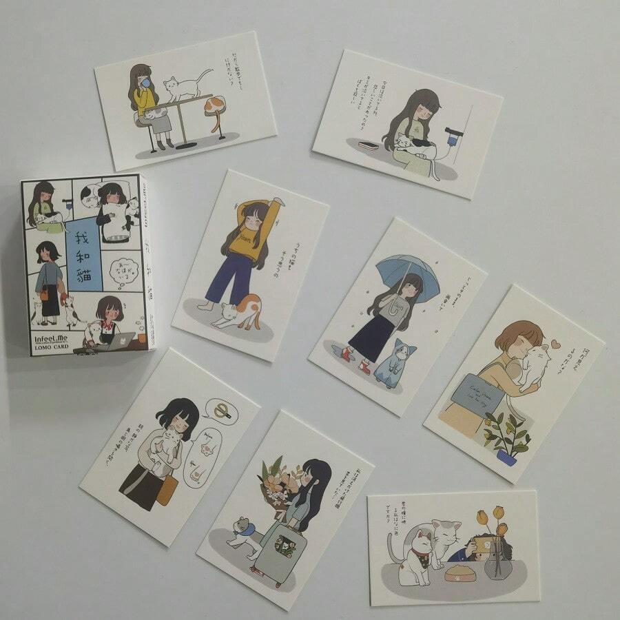 28 Sheets/Set Me And Cat Lomo Card Message Card Mini Postcard Gifts - Multicolor - View 1