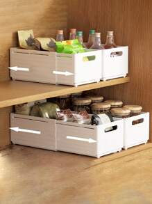 1pc Extendable Plastic Storage Drawer, Storage Basket For Toys, Underwear, Kitchen Spice Bottle Organizing,For Back To School
