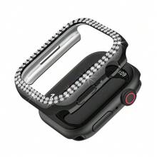 1 个双扣水钻嵌入式半盖 PC 表壳适用于 38/40/41/42/44/45/49 毫米 Apple Watch Ultra/SE/9/8/7/6/5/4/3/2/1，防刮擦、防震，兼容 Apple Watch Series 10 42 毫米 46 毫米