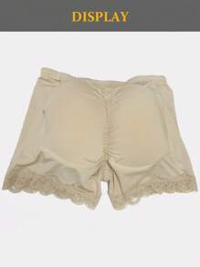 Beige Lace Shapewear Shorts Contol Panties , Hip And Butt Pads