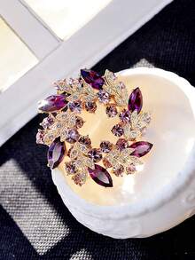 1pc Elegant Shiny Colorful Flower Wreath Women's Gift Brooch - Purple - View 5