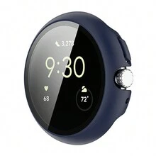 Watch Protective Case PC+Tempered Film Integrated Case For  Pixel Watch 2/1 Dustproof Fall Prevention - Navy Blue - View 4