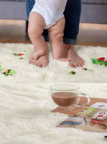 1pc Solid Color Anti-slip Carpet - Beige - View 5