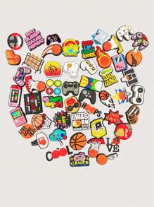 50 件裝遊戲和籃球主題鞋飾,用於裝飾人字拖、鉛筆盒、包包和派對禮品 - 彩色 - 查看 1