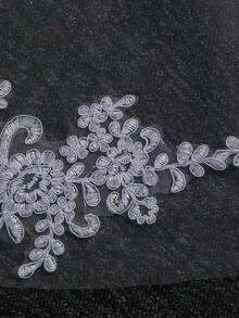 MOOZ BRIDAL 1pc White Lace Floral Embroidered Long Bridal Veil Without Comb Fall Clothes For Women - White - View 5