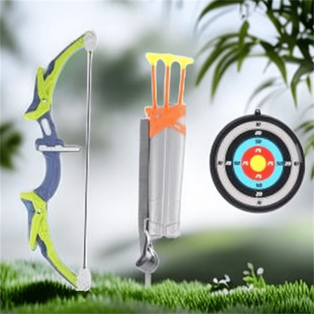 1件青少年射箭玩具遊戲射箭練習弓背戶外玩具射箭玩具箭罩戶外運動射擊夜間杯弓箭軟頭彈弓射箭玩具（弓箭*1+箭筒*1+靶吸盤） * 1+箭頭 * 3) - 綠色 - 查看 1