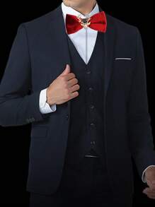 One Piece Men Velvet Bow Tie 3D Reindeer Adjustable Length Necktie Christmas Holiday Wedding Bowties - Red - View 2