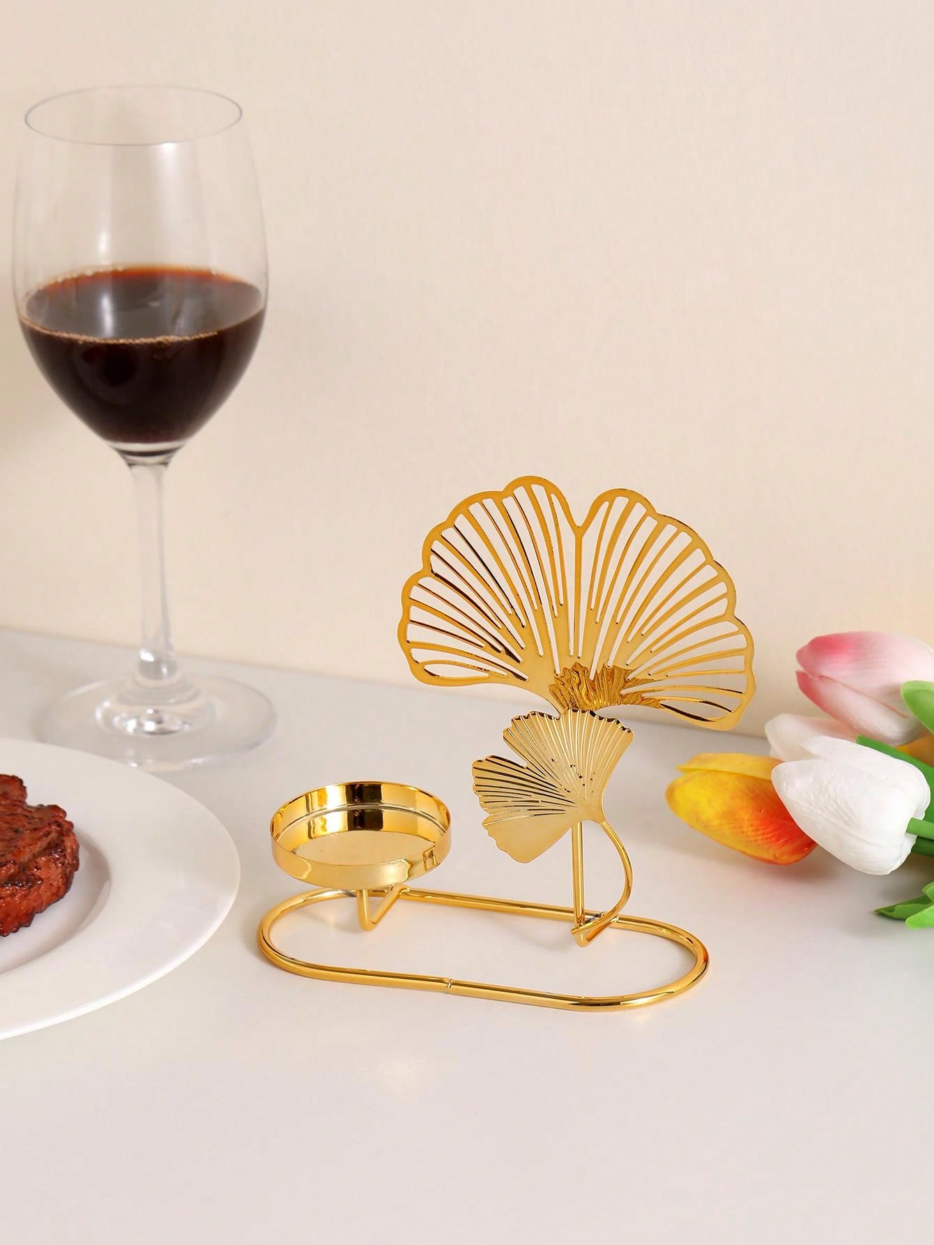 1pc Creative Luxury GoldTone Candlestick Holder For Home Decor, Window