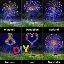 Solar Garden Lights Solar Firework Lights, 1 Pack 210 LEDs 8 Lighting Modes Solar Lights Outdoor Waterproof For Garden Patio Walkway Pathway Party Wedding Decorative Colourful - Color - View 6