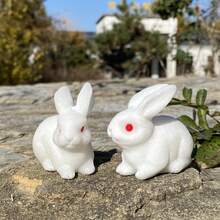 天然白玉兔,玉雕兔子,家居裝飾,水晶動物,兒童禮物,水晶療法,靈氣治療,水晶禮品 1 件 - 白色 - 查看 7