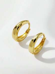 Vaerine 1對時尚極簡銀色耳環，女性每日裝扮及節日裝飾的必須單品 - 金色 - 查看 1