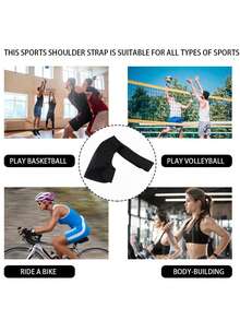Shoulder Brace Support Compression Sleeve, Keep Your Shoulders Warm, Arm Immobilizer Wrap, Stability Strap - Black - View 7