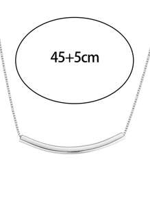 Collar De Cadena Con Forma De Sonrisa Para Damas En Color Plateado, Collar Simple De Joyería Regalo - Plateado - Ver 2