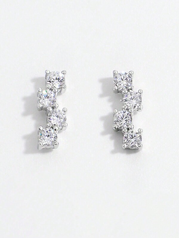 Vaerine 1 Paio Classici Creativi Orecchini Alla Moda Quadrati In Cubic Zirconia D'argento 925, Design Interlocking Per Incontri, Feste E Uso Quotidiano, Mostrando Fascino E Un'ottima Scelta Regalo
