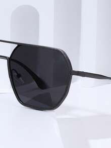 1pc Metal Polarized Fashion Glasses, European And American Fashion Unisex Fashion Glasses, Suitable For Outdoor And Driving - Black - View 2