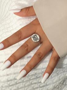 Bow Decor Cuff Ring - Antique Silver - View 16