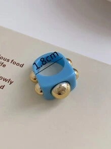 Cute Childlike Assembled Geometric Resin Acrylic Ring - Black - View 11