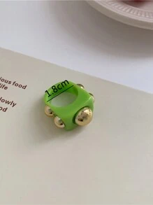 Cute Childlike Assembled Geometric Resin Acrylic Ring - Black - View 12