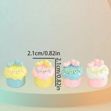 1入DIY樹脂配件，馬卡龍，乳酪蛋糕，立體食物玩具，批量蛋糕飾品，鑰匙扣吊墜 - 黃色愛心 - 查看 2