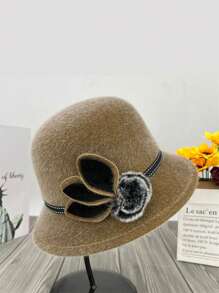 1頂女士優雅帽，時尚復古桶帽或秋冬裝配的桶帽 - 黑色 - 查看 3