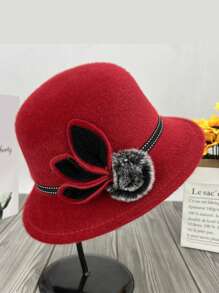 1頂女士優雅帽，時尚復古桶帽或秋冬裝配的桶帽 - 黑色 - 查看 7