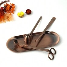 1set 4pcs Stainless Steel Dipper Cutter Snuffer Candle Wick Trimmer, Matte Black Gold Silver Rose Gold Engraved Candle Care Kit Candle Tool Set, For Aromatherapy Candle, Home Decoration - Bronze - View 4