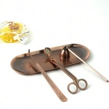 1set 4pcs Stainless Steel Dipper Cutter Snuffer Candle Wick Trimmer, Matte Black Gold Silver Rose Gold Engraved Candle Care Kit Candle Tool Set, For Aromatherapy Candle, Home Decoration - Bronze - View 3