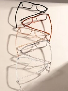 5 件/套男士方形 PC 镜框透明镜片复古眼镜，适合商务会议、日常使用和装饰用途 - 彩色 - 查看 3