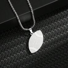 1pc Original Design Sporty Rugby Ball Pendant Necklace For Men Street Style, Titanium Steel, Style - Gold - View 7