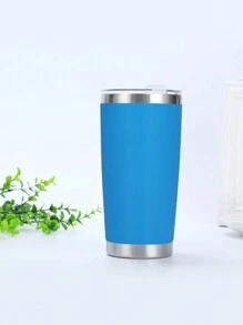 590毫升/20盎司不銹鋼保溫水瓶,帶防漏蓋和吸管孔,雙層真空瓶,戶外露營徒步旅行杯 - 藍色 - 查看 2