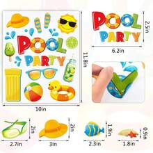 夏日雙面海灘泳池派對靜電貼紙夏威夷窗貼紙,適用於冰箱窗玻璃車夏日派對熱帶派對裝飾 - 彩色 - 查看 2
