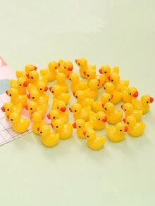 10入組黃色小鴨,迷你樹脂小鴨,迷你鴨子人物擺設,娃娃屋,家居裝飾,生日派對小禮物 - 實色小黃鴨 - 查看 3