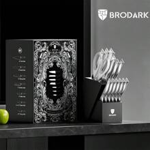 BRODARK Knife Set For Kitchen With Block, 15-Piece Kitchen Knife Set With Built-In Sharpener, NSF Certified Stainless Steel Knife Block Set, Shark Series - Silver - View 5