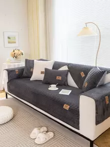 1 Pièce Housse De Canapé À Rayures Ou Couleur Unie, Housse De Coussin, Housse D'accoudoir, Housse De Dossier, Housse De Siège De Canapé En Peluche, Anti-dérapant, Universelle Pour Quatre Saisons