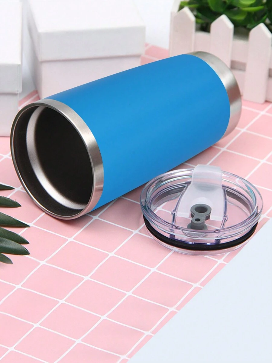 590毫升/20盎司不銹鋼保溫水瓶,帶防漏蓋和吸管孔,雙層真空瓶,戶外露營徒步旅行杯 - 藍色 - 查看 1