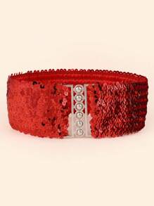 Dây thắt lưng lấp lánh phong cách Boho 1 dây cho nữ, dây thắt lưng co giãn hợp thời trang có trang trí sáng bóng - màu đen - Xem 6